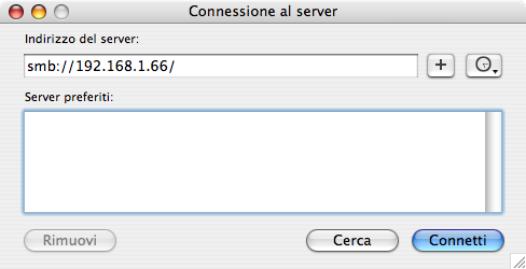 MAC OS X connessioe al server